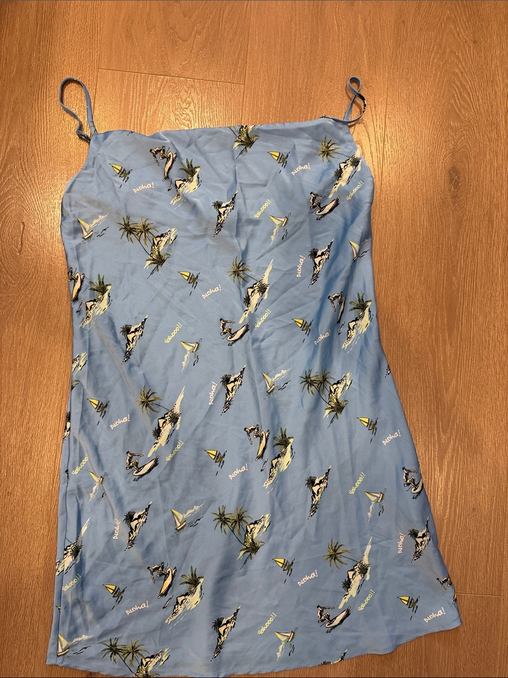 Forever 21 Light Blue Tropical Print Mini Dress